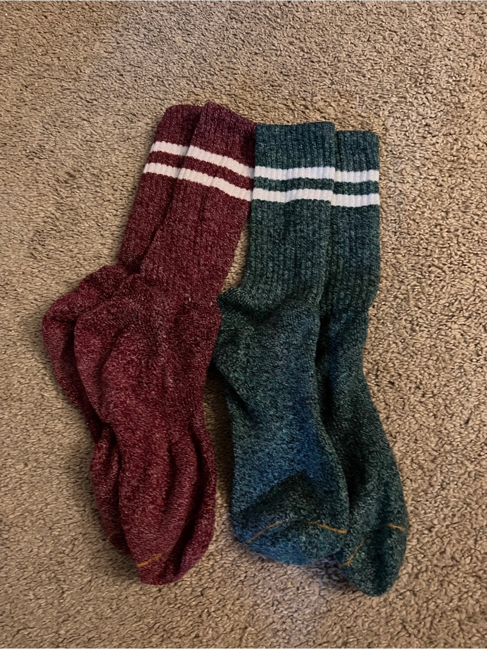 Men's Athletic Crew Socks - Burgundy and Teal (2-Pack)